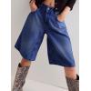 imageCicy Bell Womens Summer Wide Leg Denim Shorts Casual Loose Mid Rise Jorts Bermuda Knee Length Jeans Short PantsNavy