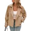 imageCicy Bell Womens Cropped Trench Coat Short Single Breasted Jackets Lightweight Casual OuterwearKhaki