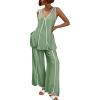 imageCicy Bell Womens Summer 2 Piece Lounge Sets Casual V Neck Sleeveless Tunic Tops Matching Sets Wide Leg Beach OutfitsArmy Green