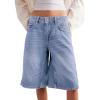 imageCicy Bell Womens Summer Wide Leg Denim Shorts Casual Loose Mid Rise Jorts Bermuda Knee Length Jeans Short PantsLight Blue