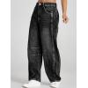imageCicy Bell Womens Baggy Barrel Jeans Boyfriend Wide Leg Mid Rise Balloon Denim Ankle PantsBlack