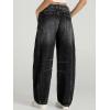 imageCicy Bell Womens Baggy Barrel Jeans Boyfriend Wide Leg Mid Rise Balloon Denim Ankle PantsBlack