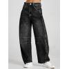 imageCicy Bell Womens Baggy Barrel Jeans Boyfriend Wide Leg Mid Rise Balloon Denim Ankle PantsBlack