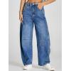 imageCicy Bell Womens Baggy Barrel Jeans Boyfriend Wide Leg Mid Rise Balloon Denim Ankle PantsBlue