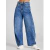 imageCicy Bell Womens Baggy Barrel Jeans Boyfriend Wide Leg Mid Rise Balloon Denim Ankle PantsBlue