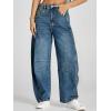 imageCicy Bell Womens Baggy Barrel Jeans Boyfriend Wide Leg Mid Rise Balloon Denim Ankle PantsBluegreen