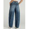 imageCicy Bell Womens Baggy Barrel Jeans Boyfriend Wide Leg Mid Rise Balloon Denim Ankle PantsBluegreen