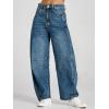 imageCicy Bell Womens Baggy Barrel Jeans Boyfriend Wide Leg Mid Rise Balloon Denim Ankle PantsBluegreen