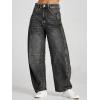 imageCicy Bell Womens Baggy Barrel Jeans Boyfriend Wide Leg Mid Rise Balloon Denim Ankle PantsGrey
