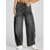 imageCicy Bell Womens Baggy Barrel Jeans Boyfriend Wide Leg Mid Rise Balloon Denim Ankle PantsGrey