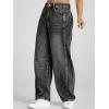 imageCicy Bell Womens Baggy Barrel Jeans Boyfriend Wide Leg Mid Rise Balloon Denim Ankle PantsGrey