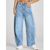 imageCicy Bell Womens Baggy Barrel Jeans Boyfriend Wide Leg Mid Rise Balloon Denim Ankle PantsLight Blue