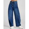 imageCicy Bell Womens Baggy Barrel Jeans Boyfriend Wide Leg Mid Rise Balloon Denim Ankle PantsNavy