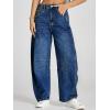 imageCicy Bell Womens Baggy Barrel Jeans Boyfriend Wide Leg Mid Rise Balloon Denim Ankle PantsNavy