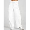imageCicy Bell Womens Baggy Barrel Jeans Boyfriend Wide Leg Mid Rise Balloon Denim Ankle PantsWhite