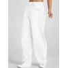 imageCicy Bell Womens Baggy Barrel Jeans Boyfriend Wide Leg Mid Rise Balloon Denim Ankle PantsWhite