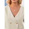 imageCicy Bell Womens Cropped Short Sleeve Blazers V Neck Button Down Lightweight Work Casual Suit JacketsBeige
