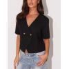 imageCicy Bell Womens Cropped Short Sleeve Blazers V Neck Button Down Lightweight Work Casual Suit JacketsBlack