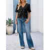 imageCicy Bell Womens Cropped Short Sleeve Blazers V Neck Button Down Lightweight Work Casual Suit JacketsBlack