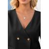 imageCicy Bell Womens Cropped Short Sleeve Blazers V Neck Button Down Lightweight Work Casual Suit JacketsBlack