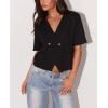 imageCicy Bell Womens Cropped Short Sleeve Blazers V Neck Button Down Lightweight Work Casual Suit JacketsBlack