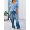 imageCicy Bell Womens Cropped Short Sleeve Blazers V Neck Button Down Lightweight Work Casual Suit JacketsLight Blue