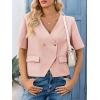 imageCicy Bell Womens Cropped Short Sleeve Blazers V Neck Button Down Lightweight Work Casual Suit JacketsLight Pink