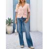 imageCicy Bell Womens Cropped Short Sleeve Blazers V Neck Button Down Lightweight Work Casual Suit JacketsLight Pink