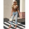 imageCicy Bell Womens Fitted V Neck Polo Shirts Summer Short Sleeve Textured TShirts Ribbed Knit Dressy Casual TopsBrown
