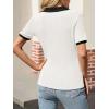 imageCicy Bell Womens Fitted V Neck Polo Shirts Summer Short Sleeve Textured TShirts Ribbed Knit Dressy Casual TopsWhite