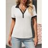 imageCicy Bell Womens Fitted V Neck Polo Shirts Summer Short Sleeve Textured TShirts Ribbed Knit Dressy Casual TopsWhite