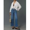 imageCicy Bell Womens High Waisted Cropped Jeans Trendy Stretchy Baggy Straight Leg Raw Hem Capri Denim PantsBlue