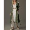 imageCicy Bell Womens Long Trench Coat Casual Double Breasted Windproof Jacket Classic Lapel Overcoat with BeltArmy Green