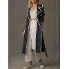 imageCicy Bell Womens Long Trench Coat Casual Double Breasted Windproof Jacket Classic Lapel Overcoat with BeltBlack