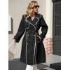 imageCicy Bell Womens Long Trench Coat Casual Double Breasted Windproof Jacket Classic Lapel Overcoat with BeltBlack