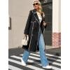 imageCicy Bell Womens Long Trench Coat Casual Double Breasted Windproof Jacket Classic Lapel Overcoat with BeltBlack