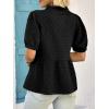 imageCicy Bell Womens Peplum Puff Sleeve Tops Dressy Casual Summer Textured Blouses V Neck Ruffle Pleated ShirtsBlack