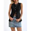imageCicy Bell Womens Round Neck Denim Waistcoat Vest Summer Button up Jean Vest Tops Fitted Sleeveless JacketsBlack