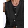 imageCicy Bell Womens Round Neck Denim Waistcoat Vest Summer Button up Jean Vest Tops Fitted Sleeveless JacketsBlack