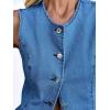 imageCicy Bell Womens Round Neck Denim Waistcoat Vest Summer Button up Jean Vest Tops Fitted Sleeveless JacketsBlue
