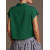 imageCicy Bell Womens Summer Cap Sleeve Blouse V Neck Casual Dressy Work Tops Loose Fit Elegant Textured ShirtsDark Green