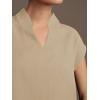 imageCicy Bell Womens Summer Cap Sleeve Blouse V Neck Casual Dressy Work Tops Loose Fit Elegant Textured ShirtsKhaki
