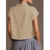 imageCicy Bell Womens Summer Cap Sleeve Blouse V Neck Casual Dressy Work Tops Loose Fit Elegant Textured ShirtsKhaki