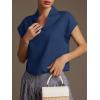 imageCicy Bell Womens Summer Cap Sleeve Blouse V Neck Casual Dressy Work Tops Loose Fit Elegant Textured ShirtsNavy