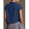 imageCicy Bell Womens Summer Cap Sleeve Blouse V Neck Casual Dressy Work Tops Loose Fit Elegant Textured ShirtsNavy