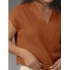 imageCicy Bell Womens Summer Cap Sleeve Blouse V Neck Casual Dressy Work Tops Loose Fit Elegant Textured ShirtsOrange Red