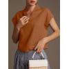 imageCicy Bell Womens Summer Cap Sleeve Blouse V Neck Casual Dressy Work Tops Loose Fit Elegant Textured ShirtsOrange Red