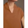 imageCicy Bell Womens Summer Cap Sleeve Blouse V Neck Casual Dressy Work Tops Loose Fit Elegant Textured ShirtsOrange Red