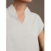 imageCicy Bell Womens Summer Cap Sleeve Blouse V Neck Casual Dressy Work Tops Loose Fit Elegant Textured ShirtsWhite