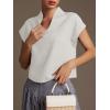 imageCicy Bell Womens Summer Cap Sleeve Blouse V Neck Casual Dressy Work Tops Loose Fit Elegant Textured ShirtsWhite